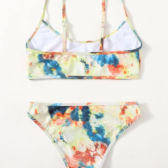 Boho Tie Dye cheeky bikini swim blue orange - Picture 4 of 4
